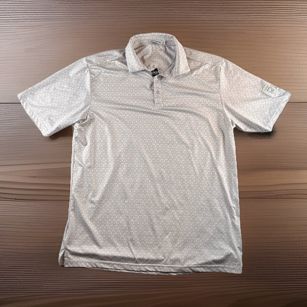 Subaru Golf Polo Mens L Geo Print Performance Preppy